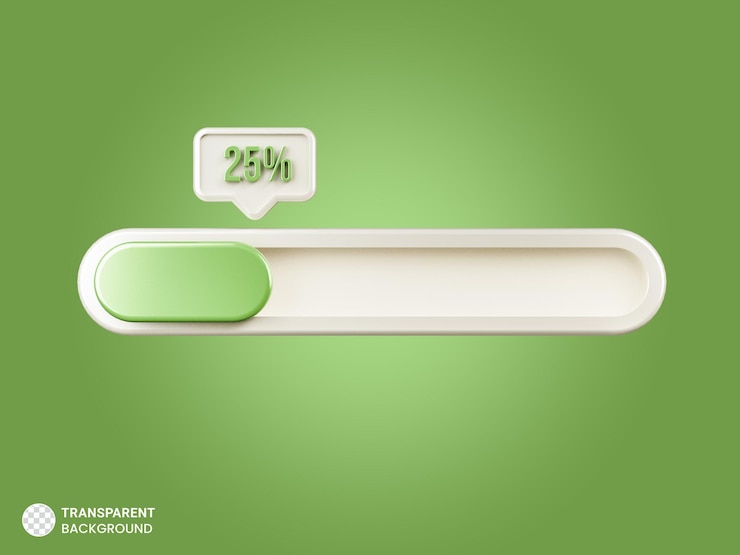 Free PSD 25 progress of loading bar icon 3d render
