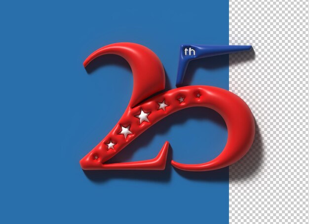 Бесплатный PSD 25 twentyfive number 3d иллюстрация дизайн