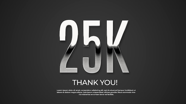 Free PSD 25k chromeplated text on black background with spotlight