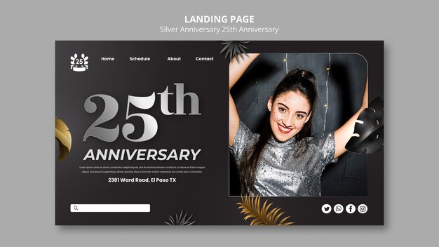 Free PSD 25th anniversary celebration landing page