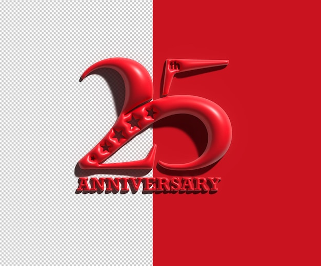 25th years anniversary celebration 3d render transparent psd file