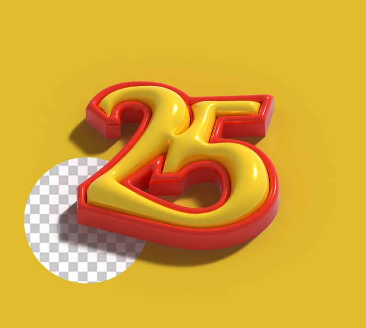 मुफ़्त PSD 25th years anniversary lettering 3d line art transparent psd font design