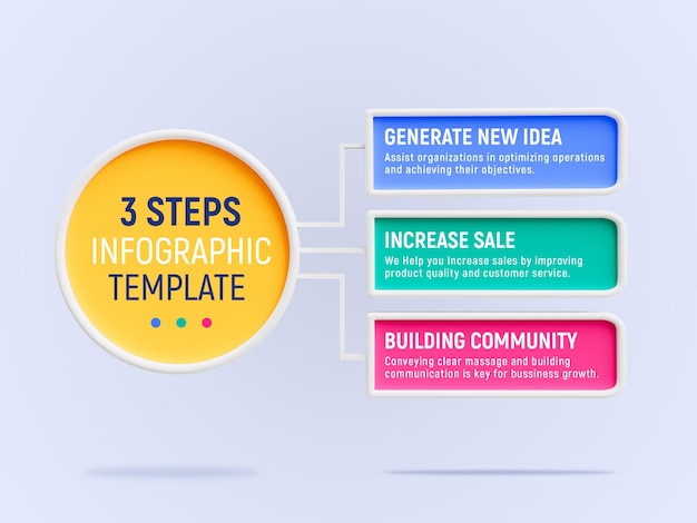 Free PSD 3 steps creative business infographics design template