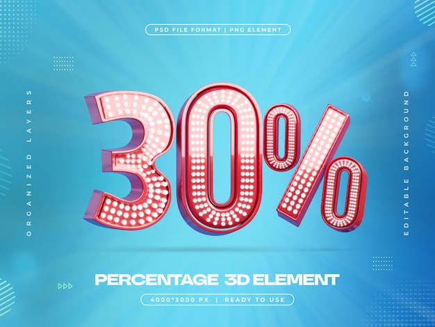 30 percent discount isolated 3d render illustration