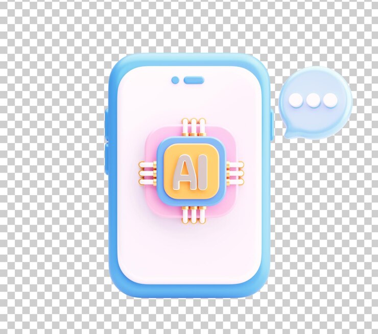Free PSD 3d ai chip on smartphone with chat icon