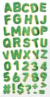 Free PSD 3d alphabet font bw seido green with yellow glitter