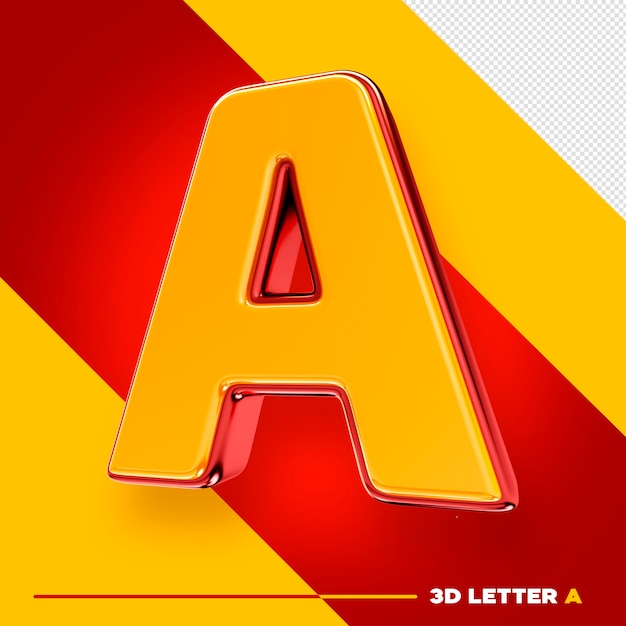 Бесплатный PSD 3d буква алфавита a изолирована красным и желтым для композиций