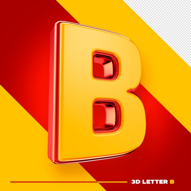 3d alphabet letter b isolated with red and yellow for compositions