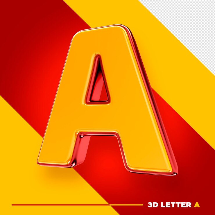 मुफ़्त PSD 3d alphabet letter a isolated with red and yellow for compositions