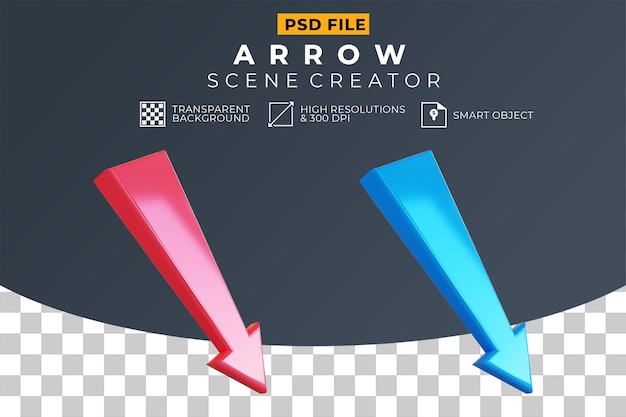 3d arrow red and blue set