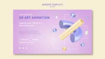 無料PSD 3dアートバナーテンプレート