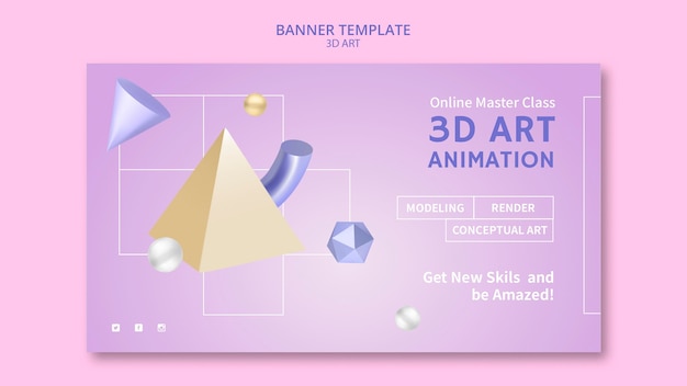 무료 PSD 3d 아트 배너 서식 파일