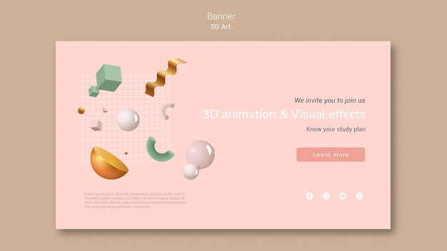 Free PSD 3d art banner template