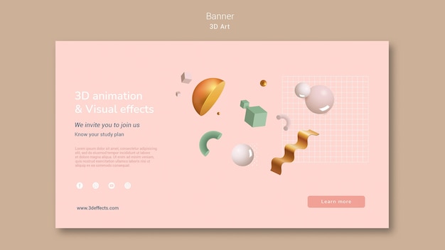 3d art banner template