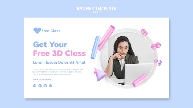 Free PSD 3d art class banner template