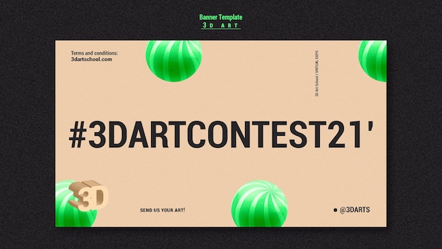 Free PSD 3d art contest banner template