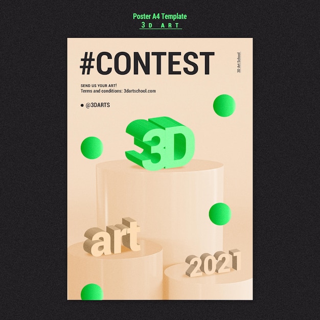 Free PSD 3d art contest poster template