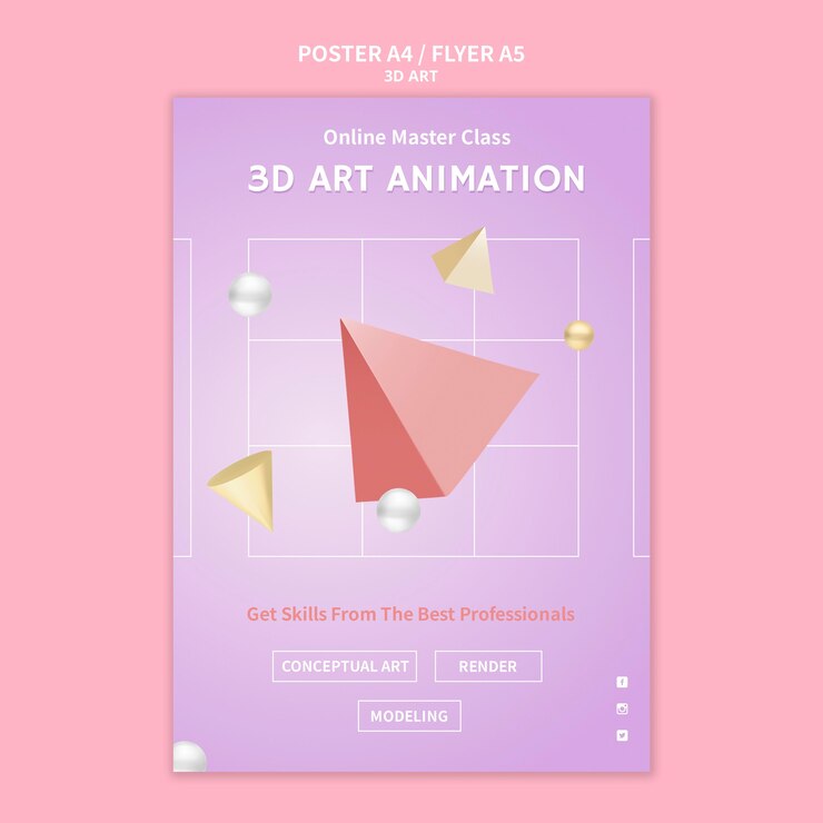 मुफ़्त PSD 3d art poster template