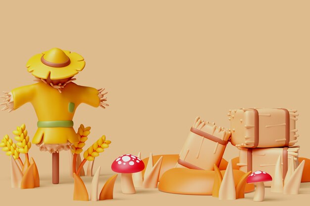 Free PSD 3d autumn sales background with copy space