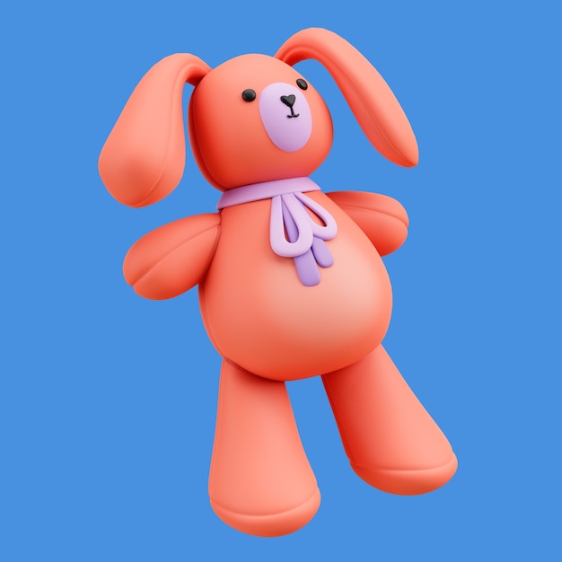 3d baby character with bunny toy