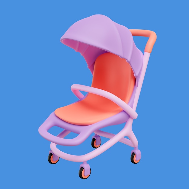 Free PSD 3d baby character with stroller