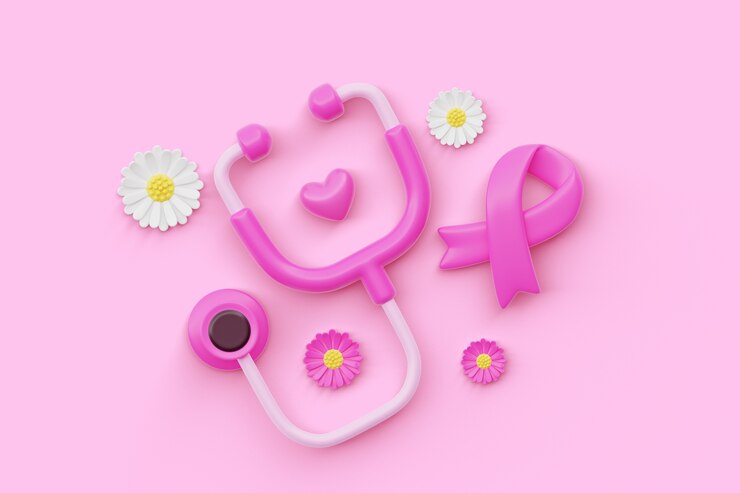 Free PSD 3d background for cancer awareness with ribbon