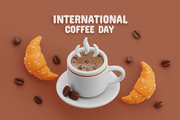 Free PSD 3d background for international coffee day