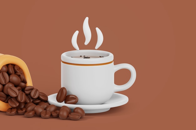 PSD gratuito sfondo 3d per la giornata internazionale del caffè