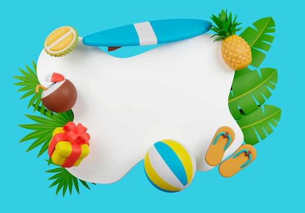 3d background for summertime with essentials