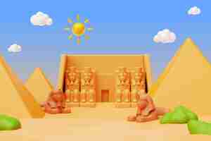 Free PSD 3d background with ancient egyptian elements