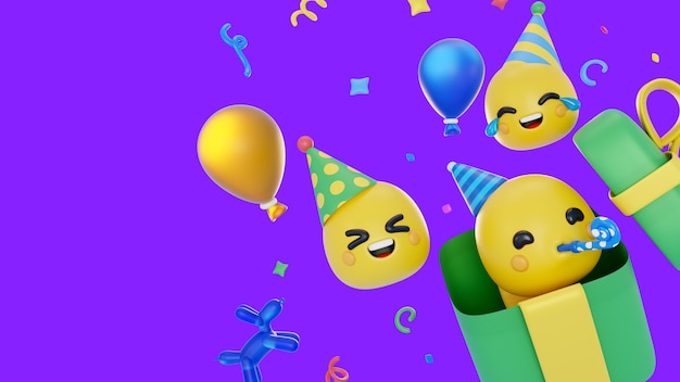 3d background with emojis