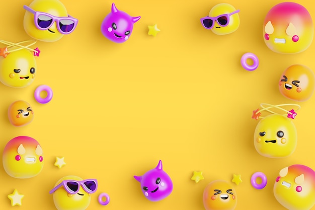 Free PSD 3d background with modern emojis