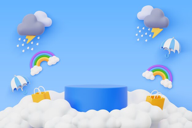 3d background with podium for monsoon season sales