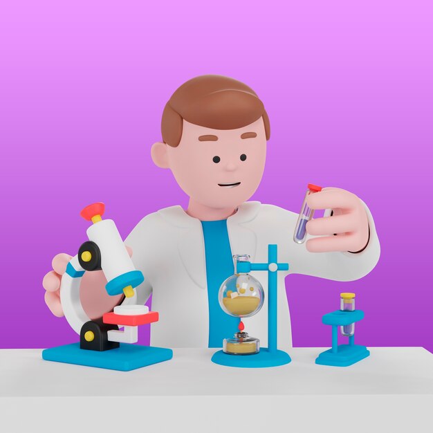 3d фон с ученым, экспериментирующим в лаборатории