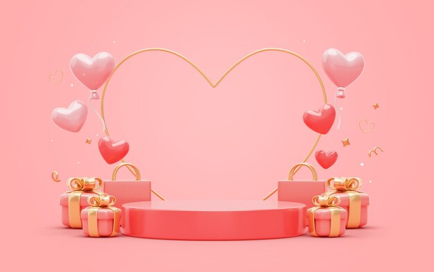 3d background with valentines day sale