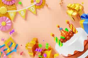 Free PSD 3d birthday background