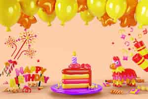 Free PSD 3d birthday background