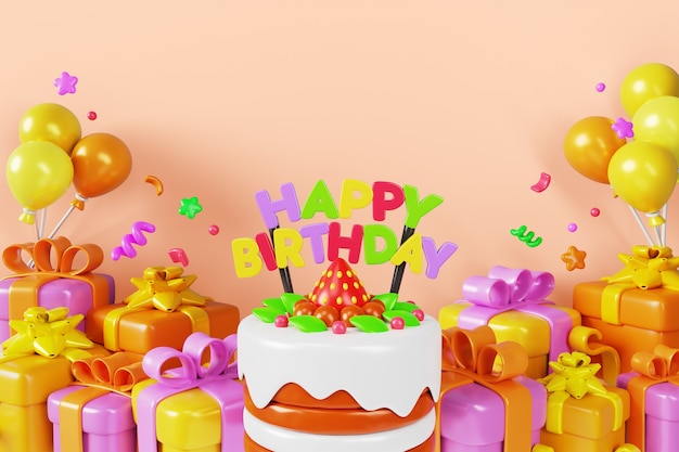 Free PSD 3d birthday background