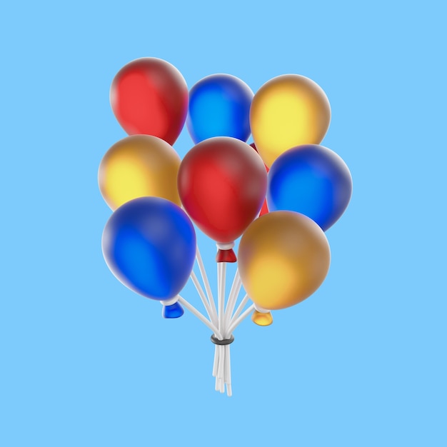 3d birthday icon with balloons