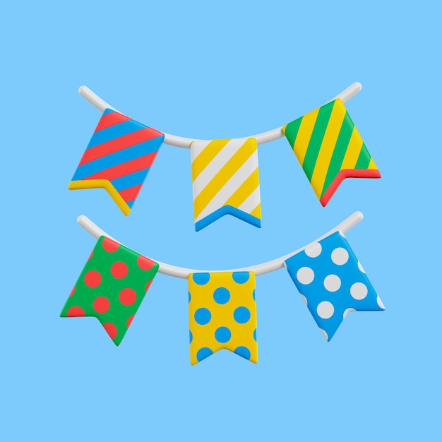 Free PSD 3d birthday icon with bunting