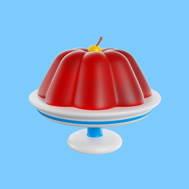 3d birthday icon with jelly cake