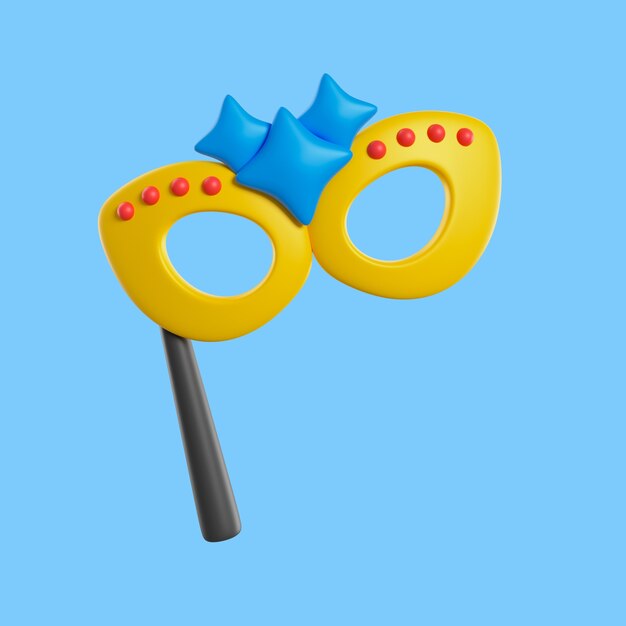 3d birthday icon with party glasses