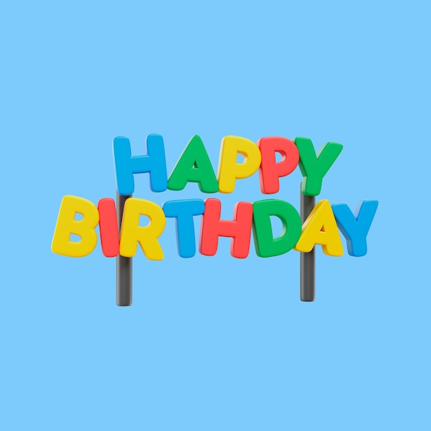 3d birthday icon with wish