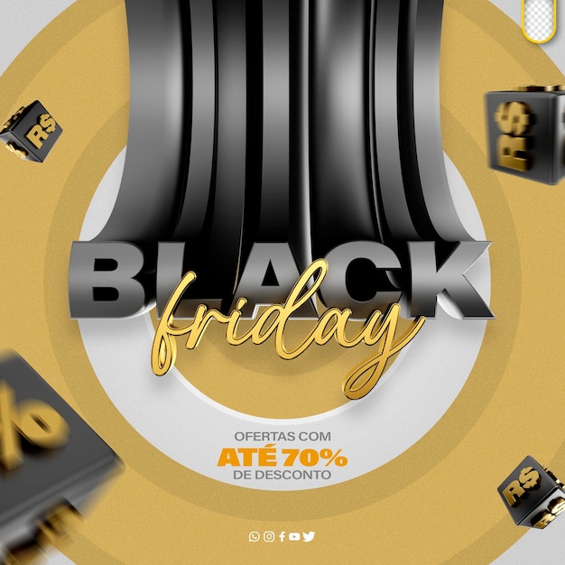 Free PSD 3d black friday label for advertising campaign promotions and discounts