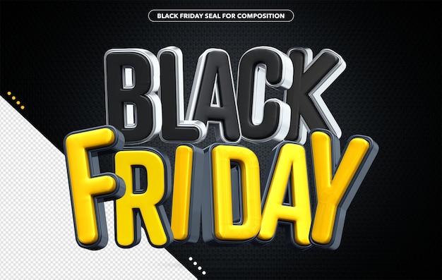 Free PSD 3d black friday logo for composition