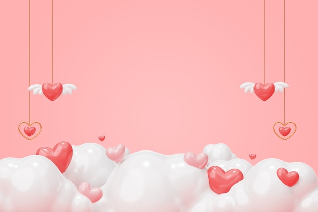 3d blank banner background for valentines day