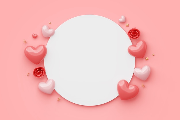 3d blank banner background for valentines day