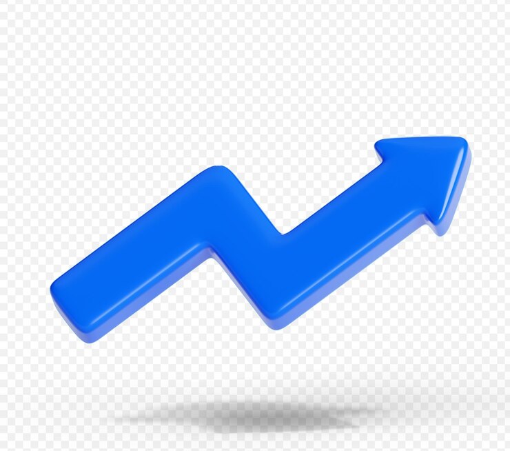Free PSD 3d blue arrow icon illustration business and success concept background