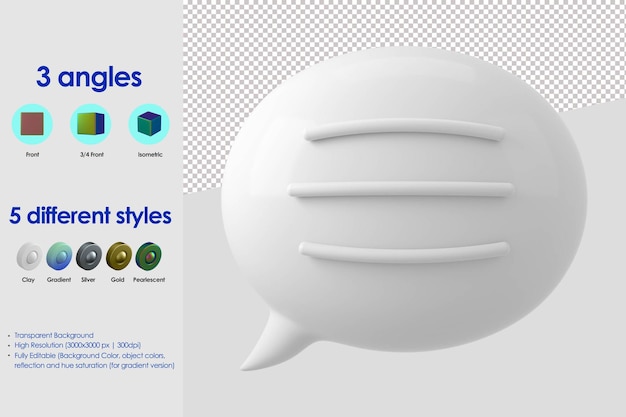 Free PSD 3d bubble speech with text lines icon