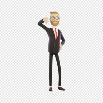 3d businessman with glasses showing thumbs down gesture bad result at work isolated 3d character